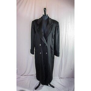 Adolfo Classics Full Length Coat Double Breasted Black Wool Size 12